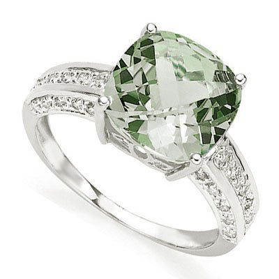 Natural green Amethyst & Diamond Ring (1 of 1)
