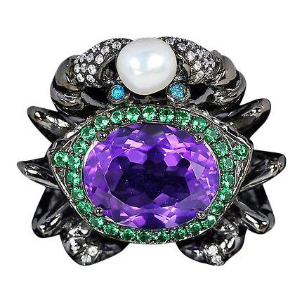 Natural Gemstone Black Crab Ring (1 of 2)