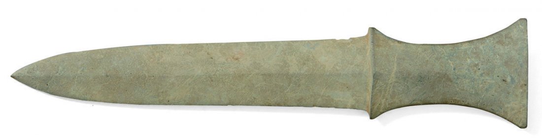 Prehistoric Korean Stone Sword, circa 1500 - 1000 BCE: Prehistoric Korean Stone Sword in excellent condition. A similar example is in the catalogue of the Musee Guimet's Korean art collection (where you can read that the best examples are the ones with th