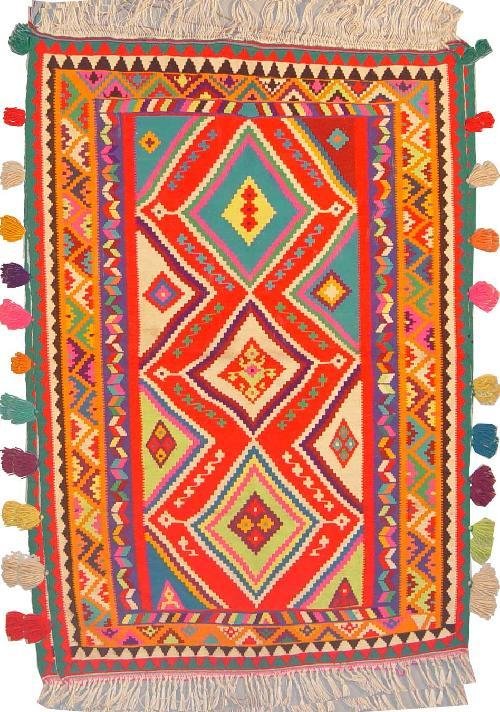 Persian Kilim Shiraz Rug Hand Knotted 4' 11" X 3' 3" (1 of 1)