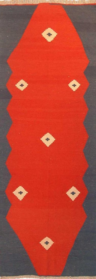 Persian Kilim Shiraz Rug Hand Knotted 12' 1" X 3' 7" (1 of 1)