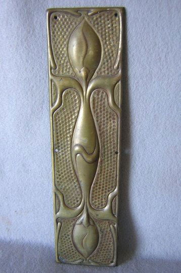 Antique Art Nouveau Architectural Brass Push Plate (1 of 3)