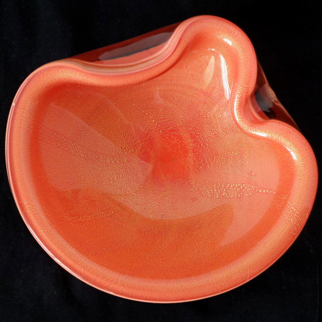 Alfredo Barbini Murano Orange Gold Flecks Art Glass (1 of 5)