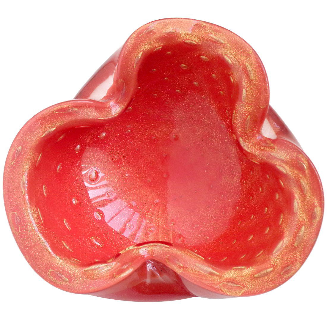 Alfredo Barbini Murano Orange Gold Art Glass Bowl (1 of 3)