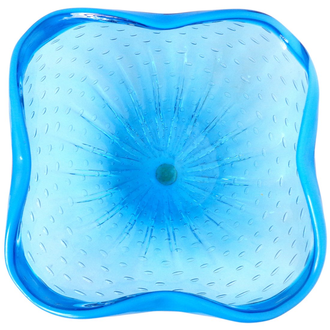 FratellI Toso Murano Blue Squared Art Glass Bowl (1 of 4)