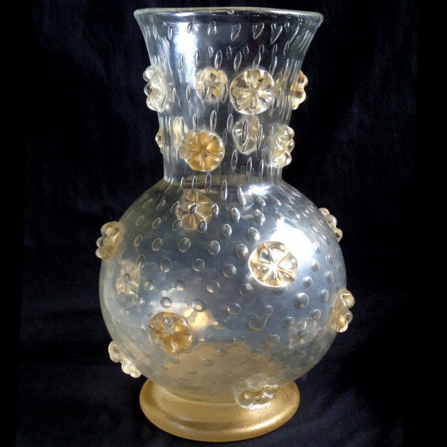Ercole Barovier Murano A Stelle Gold Stars Flower Vase (1 of 5)