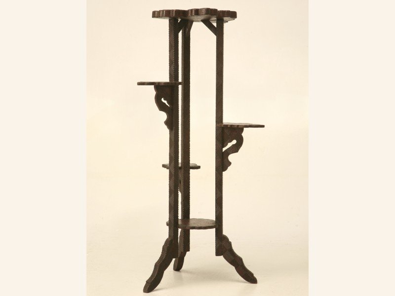 Antique Flemish Art Pyrographed Plant Stand (1 of 7)