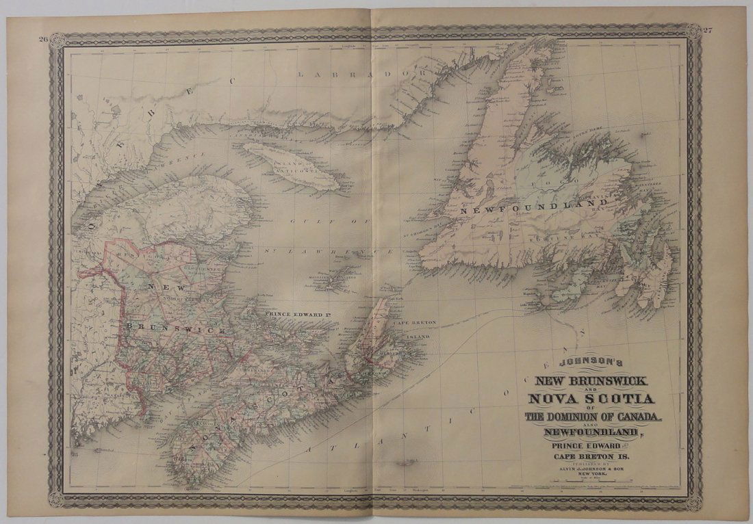 Map of New Brunswick & Nova Scotia, Newfoundland, (1 of 9)