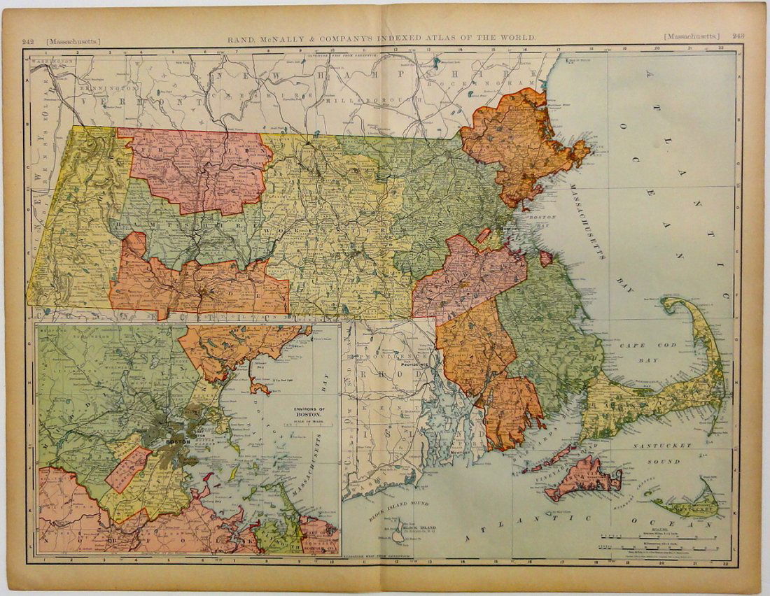 Map of Massachusetts (inset of Boston), Martha's (1 of 8)