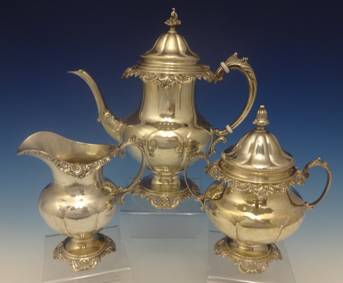 Grande Baroque by Wallace sterling 3pc Tea Set (1 of 7)