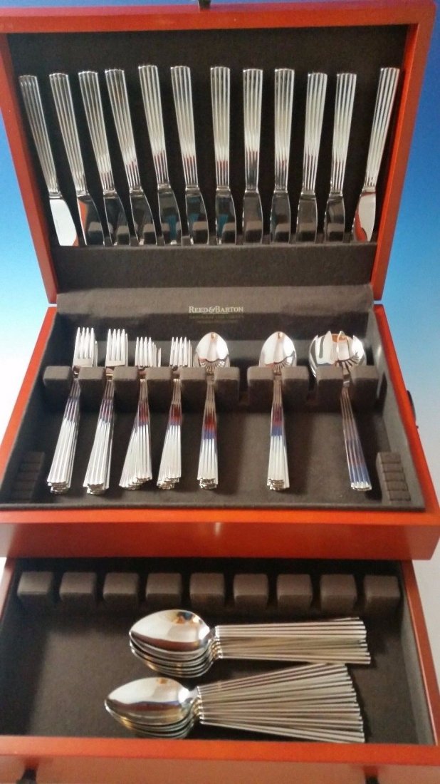 Georg Jensen stainless "Bernadotte" 62pc set for 12 (1 of 6)