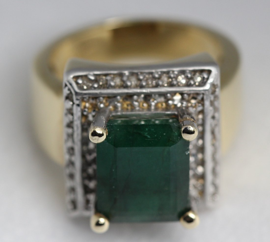 7.00cts Emerald Diamond Ring 14kt White & Yellow Gold (1 of 6)