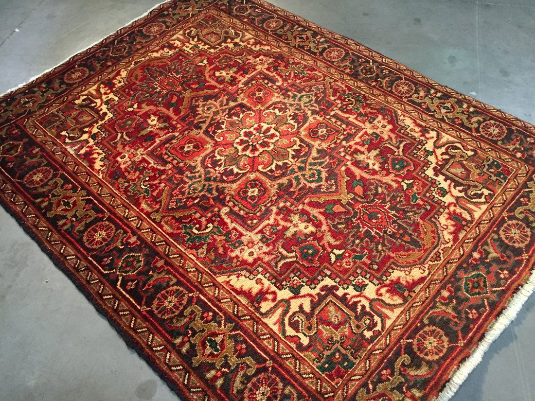 5x7 AUTHENTIC PERSIAN HAND KNOTTED WOOL HERIZ RUG (1 of 8)