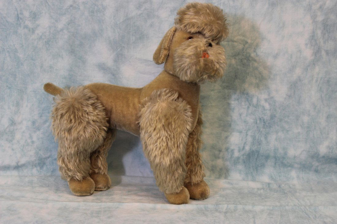 Vintage Steiff Germany Snobby Poodle Dog Lying Grey (1 of 4)
