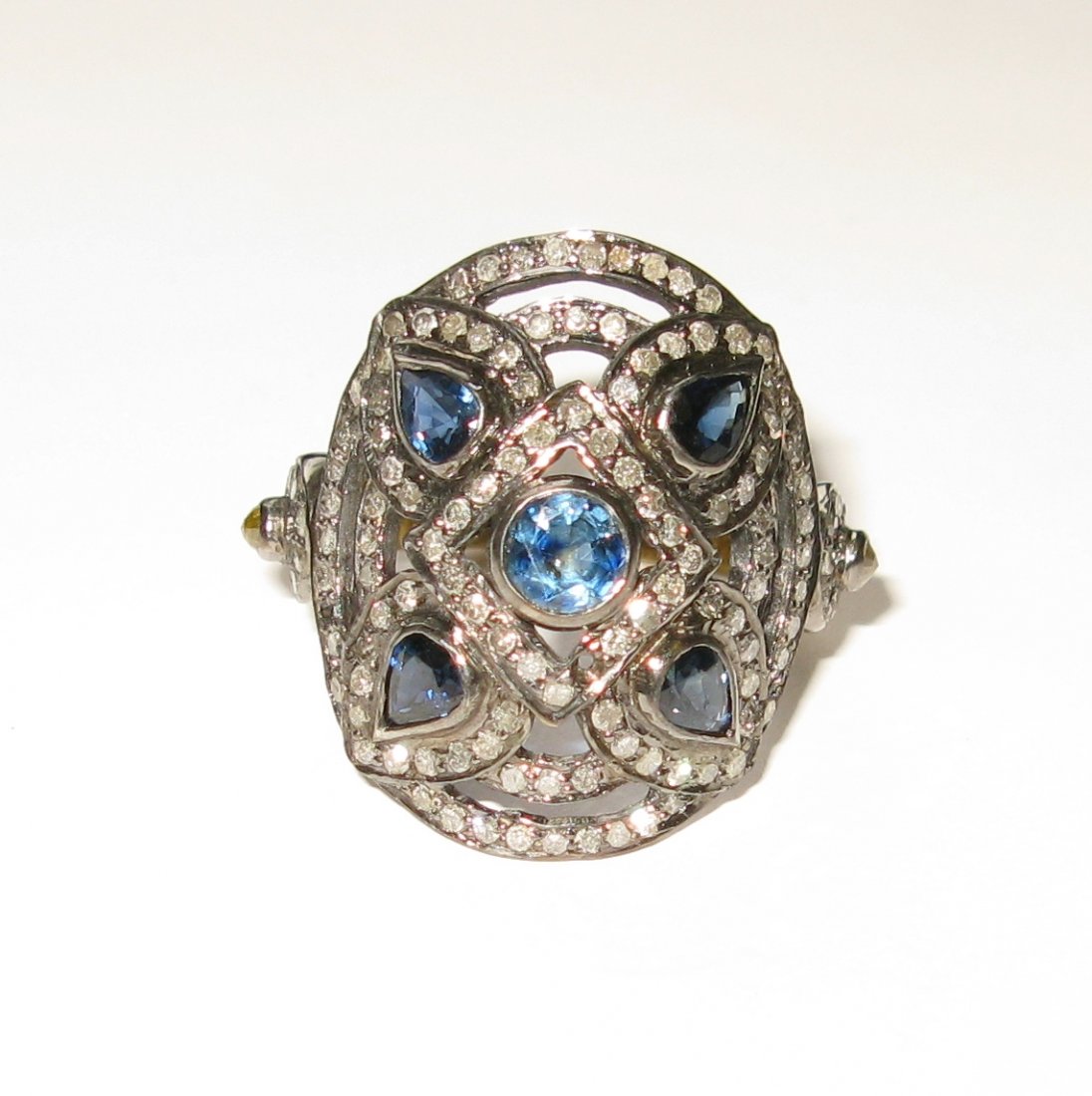 Designer Pave Diamond and sapphire Ring (1 of 1)