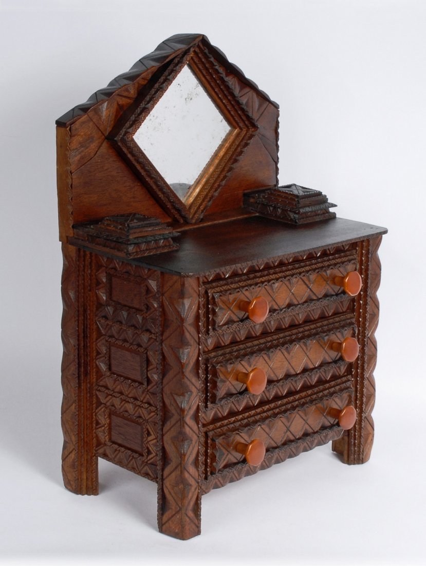 Miniature Tramp Art Dresser with Peaked Top (1 of 5)