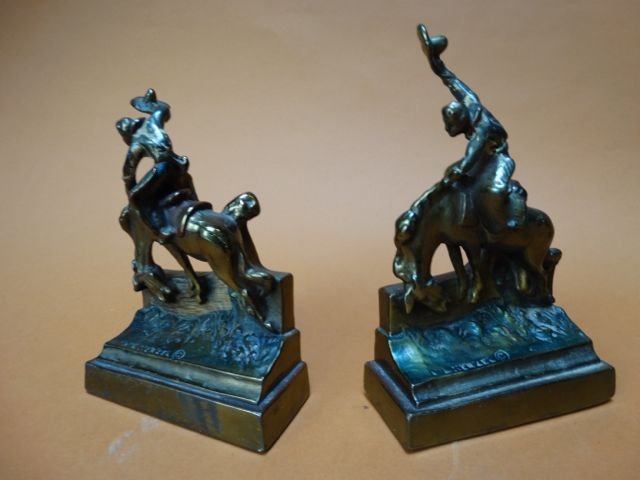 Bucking Bronco Cowboy Bookends Bronze A822 (1 of 6)
