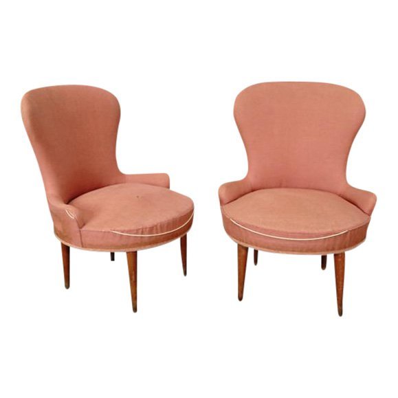 Pair 50's Vintage Italian Slipper Chairs (1 of 7)