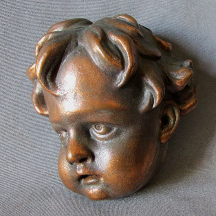 Antique Armor Bronze Cherub Angel or Baby Face (1 of 5)