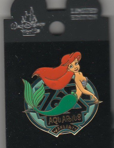 Ariel Little Mermaid Aquarius Authentic Disney Pin: Walt Disney Ariel Little Mermaid Zodiac Aquarius authentic Disney pin/pin Walt Disney Ariel Little Mermaid Zodiac Aquarius authentic Disney pin/pin WDW - Zodiac POM Series - January 2001 - Aquarius ��