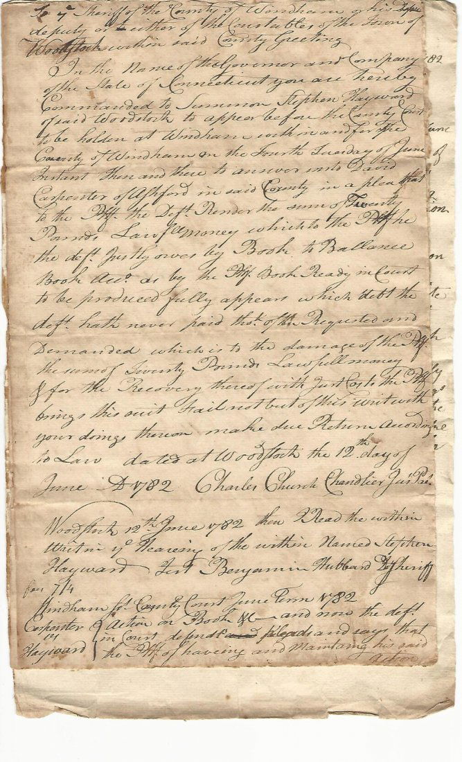 1783 Connecticut Legal Manuscript (1 of 2)