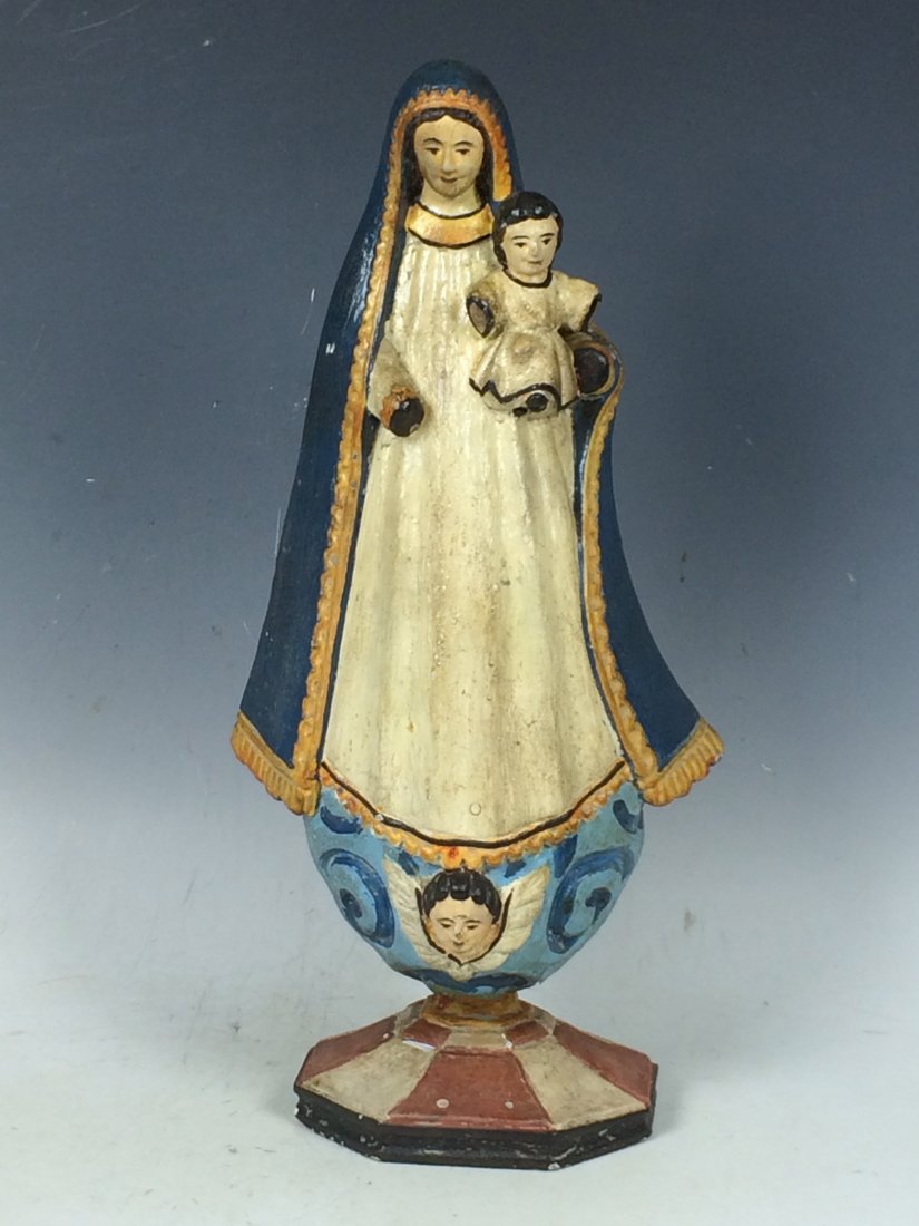 Carved Wood Virgin Mary and Child (1 of 5)