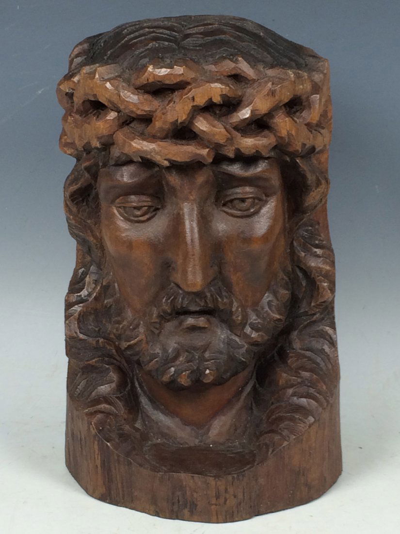 Carved Wood Jesus Christ Head