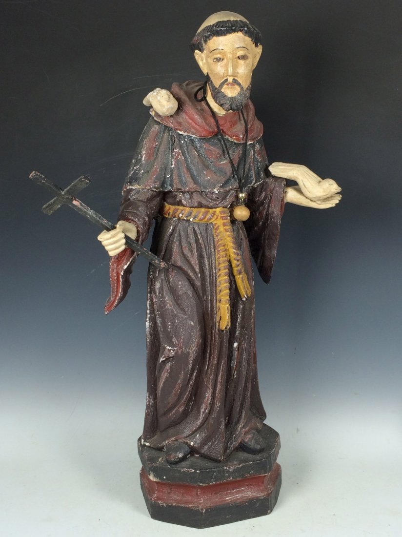 Large Carved Wood Saint Francis (1 of 6)