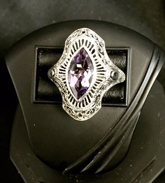 AMETHYST RING STERLING SILVER ANTIQUE STYLE (1 of 1)