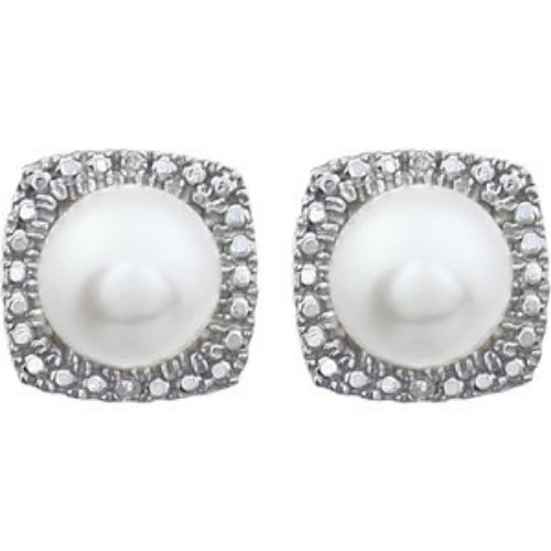 PEARL and DIAMOND DIAMOND EARRINGS STERLING SILVER (1 of 2)