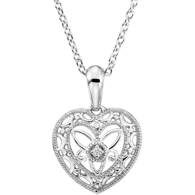 DIAMOND HEART NECKLACE STERLING SILVER (1 of 1)