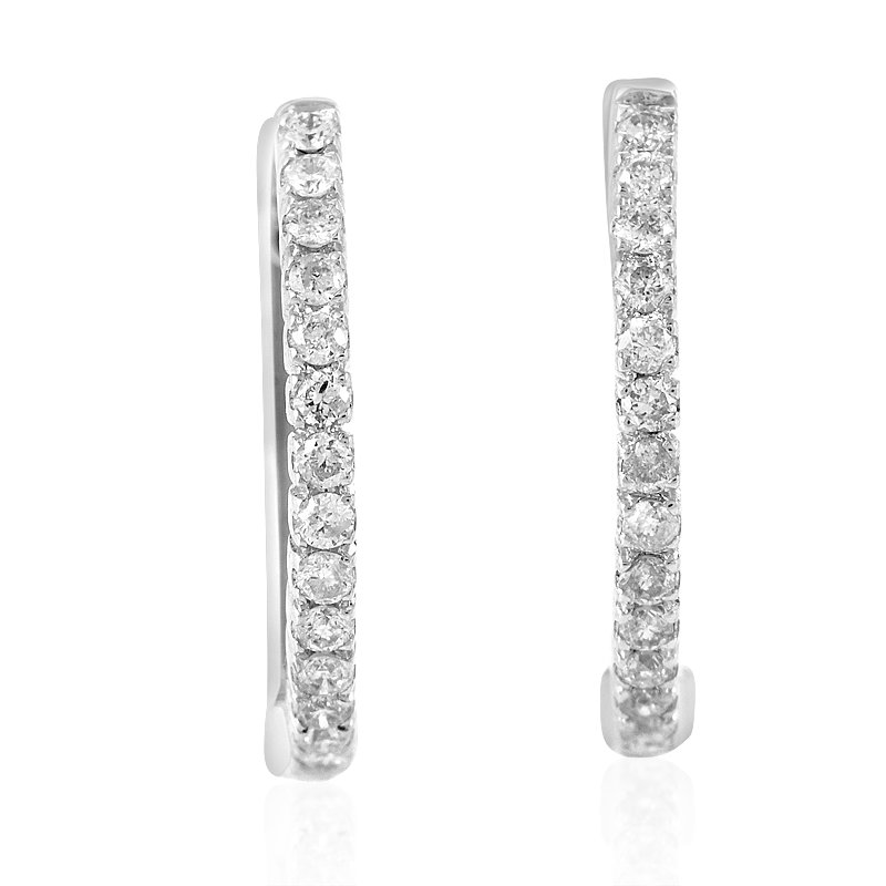 14K White Gold Diamond Hoop Earrings AER-10707W (1 of 2)