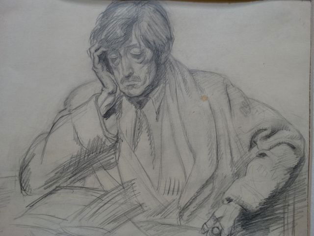 Ejnar Hansen: Sadakichi Hartmann Drawing: Ejnar Hansen: Sadakichi Hartmann Drawing P1033 Ejnar Hansen, drawing of famous art critic/poet Sadakichi Hartmann, dated 1934. Image is 13 x 11, with matte 21.5 x 16. Born into poverty in Copenhagen,