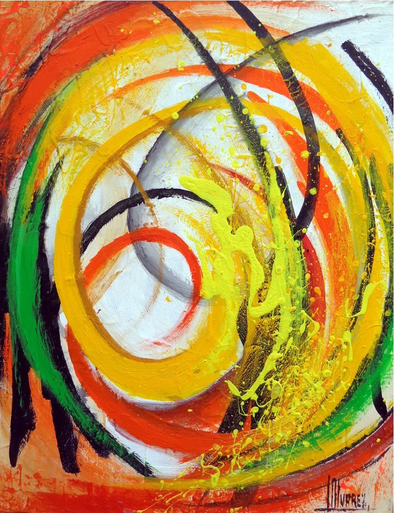 Modern Art-Acrylic on Masonite: Spherical Influence-Acrylic on masonite Master of Abstract Art Jose Alvarez-Measurements approx. 16'' X 12''-This Original painting comes with certificate of authenticity hand signed by the artist. We
