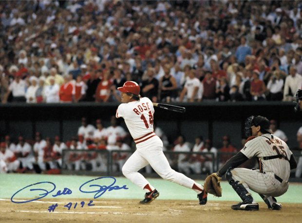 Pete Rose hitting his record breaking 4,192 hit on (1 of 3)