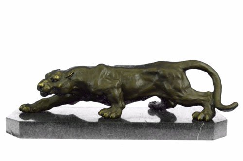 African Lioness Wildlife Animal Bronze Statue on marble (1 of 6)