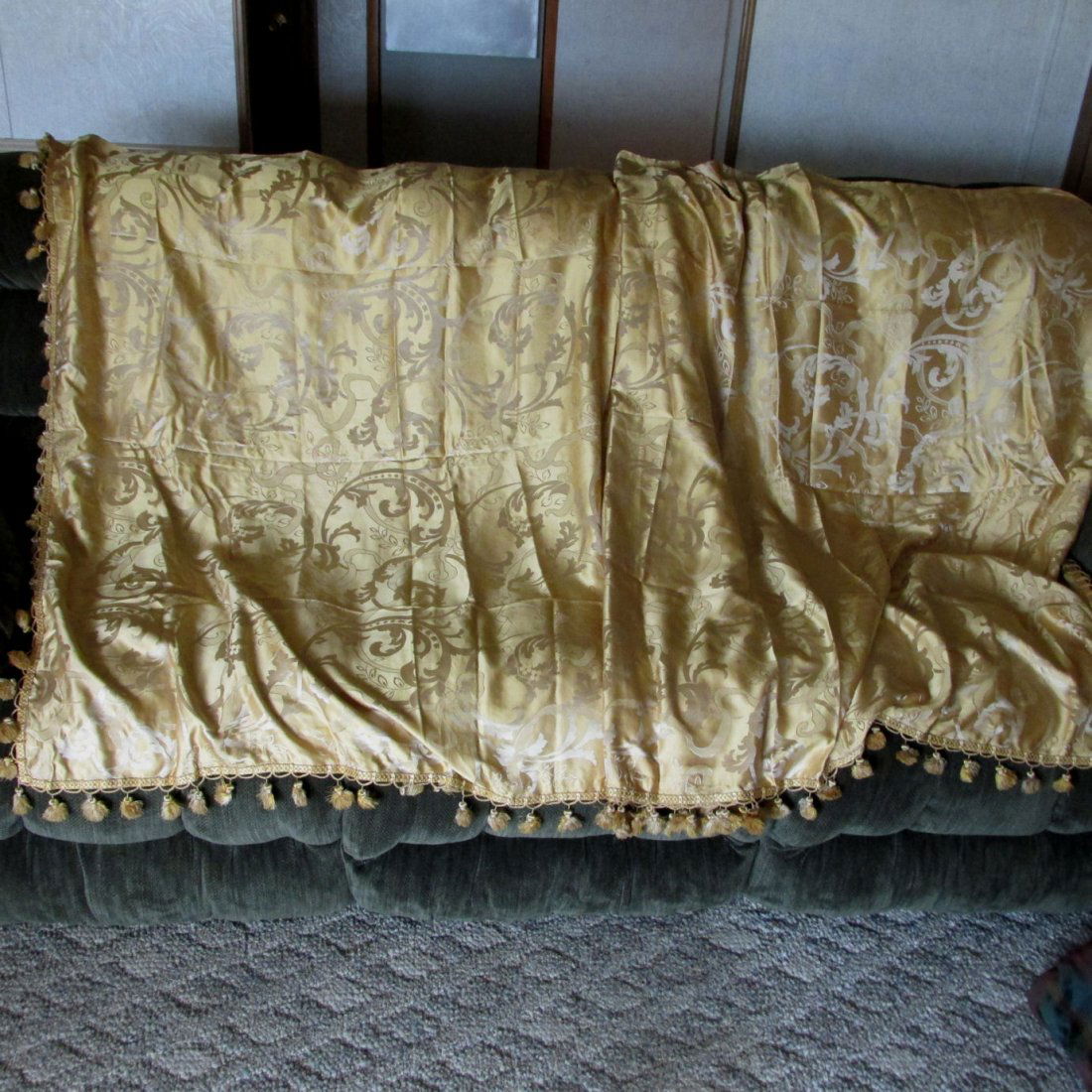 Large Antique Silk Valance, Vanity Skirt (1 of 9)