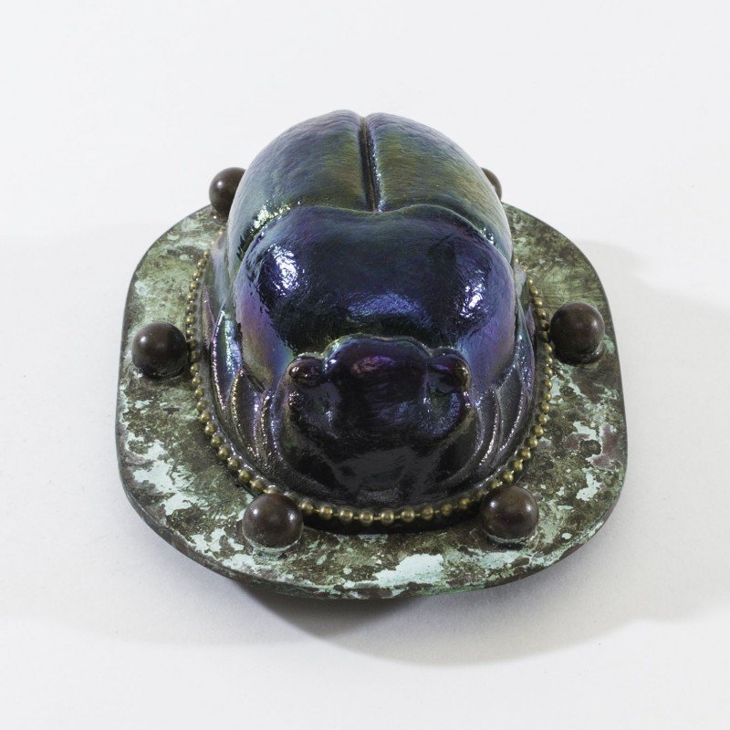 Bronze Base with Scarab Glass Shade (1 of 3)