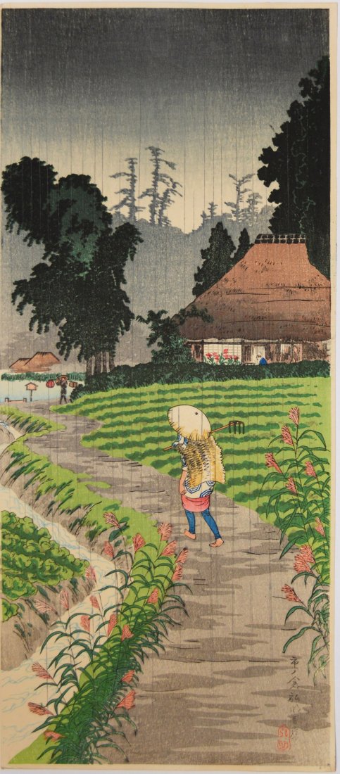 Shotei (1871-1945), Ichinokura: Japanese Woodblock Print by Shotei (1871-1945), Ichinokura No Reserve Shipping Rates: UPS Ground - $16 UPS Ground with insurance/sig required - $24 UPS 2 Day w/ insurance - $36 International - $80