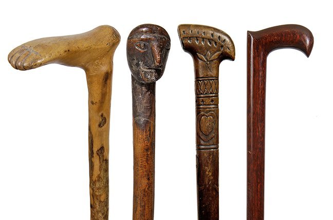 Group of Four Folk-Art Canes- Ca. 1880- Various (1 of 1)