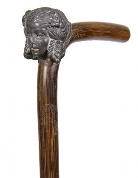 Jenny Lend Style Cane- Ca. 1880- A spelter metal (1 of 1)