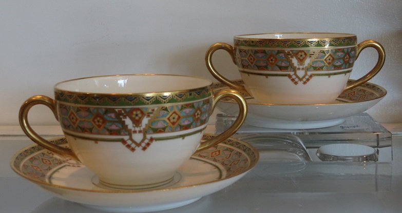 Pair of Unusual Antique Hand Painted Bernardaud limoges (1 of 4)