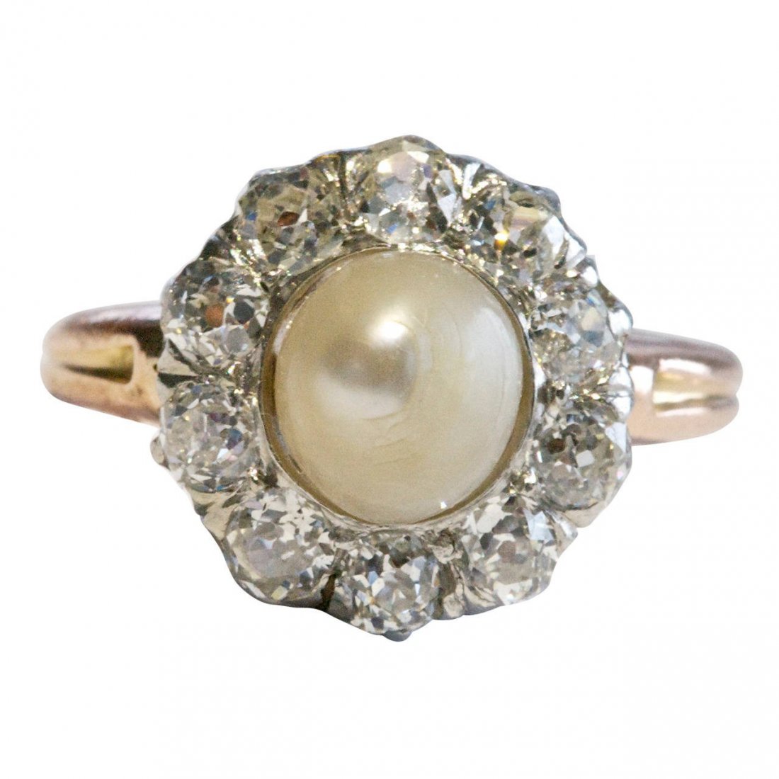 GIA Natural Pearl Diamond Gold Engagement Ring (1 of 5)
