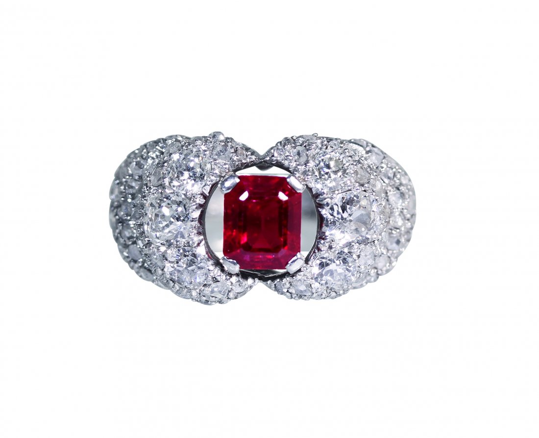 Platinum Ruby and Diamond Ring, circa 1940 (1 of 6)