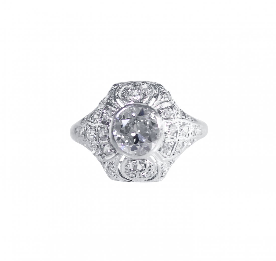 Art Deco Platinum Diamond Ring (1 of 5)