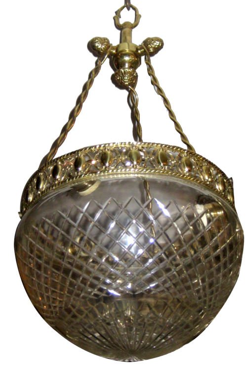 CUT CRYSTAL AND BRONZE LIGHT FIXTURE / PENDANT (1 of 3)