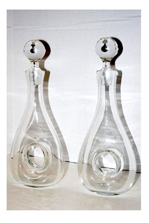 Blown Glass Decanter Bottles. (1 of 2)