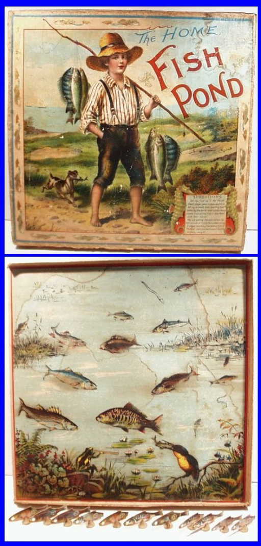 Vintage Antique 1904 HOME FISH POND GAME by McLoughlin