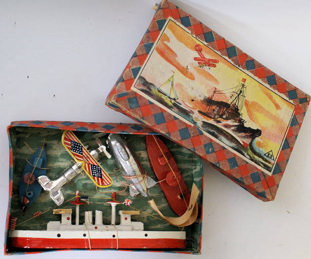 Vintage Boxed Miniature Toy Vehicles Plane Zeppelin