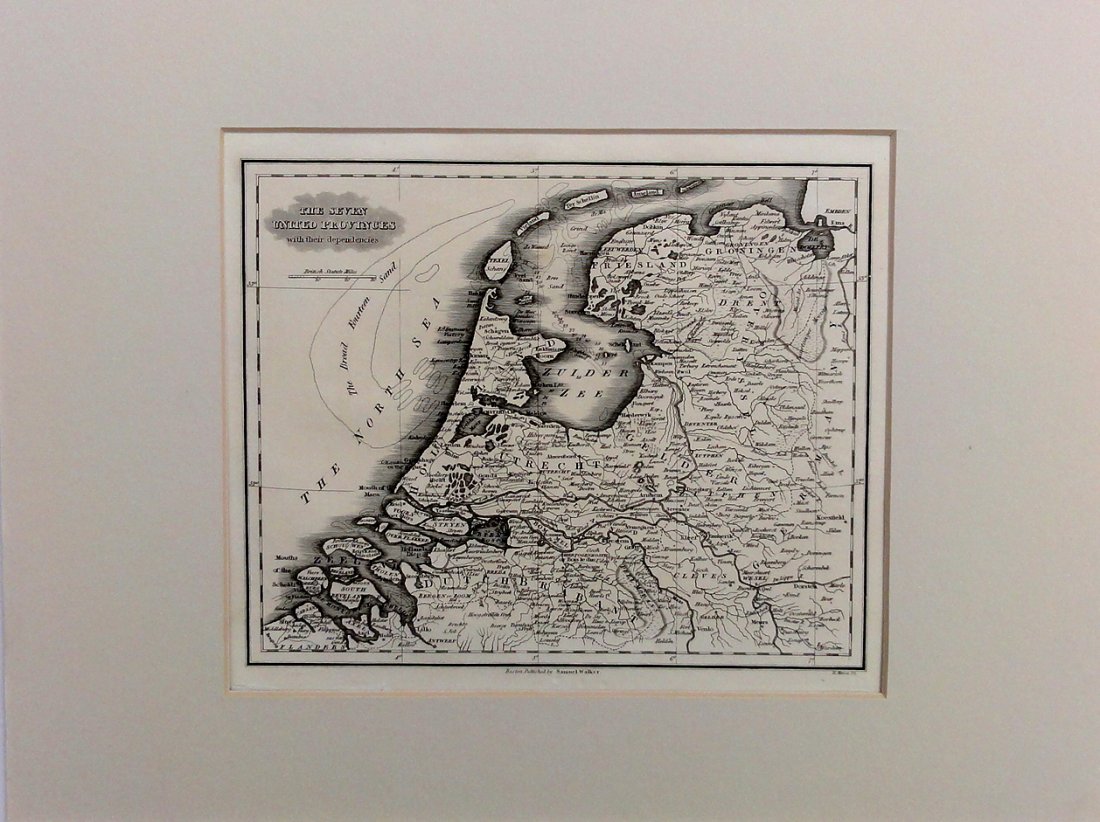 Map of Seven United Provinces, 1836: Original engraving by Samuel Walker, 1836. Dimensions: 12” x 16” No Reserve Buyer pays shipping - ships from Ocean View, DE